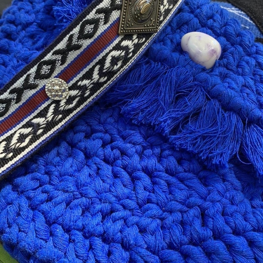 NEW Free People Macrame Moon Blue Boho Crossbody Bag - Picture 5 of 10